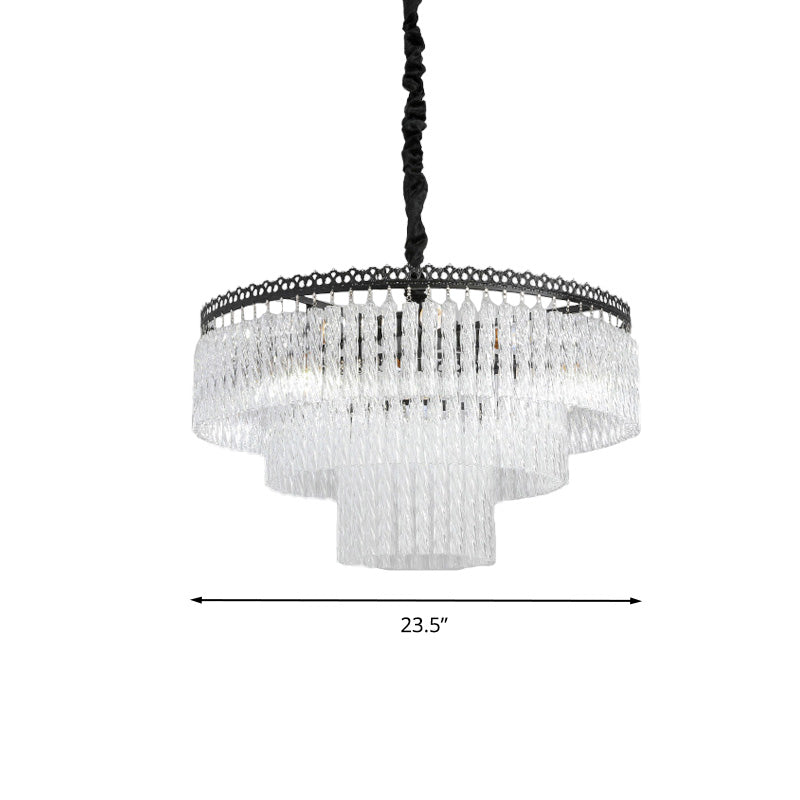 2/3 Tiers Chandelier Light Fixture Modern Swirl Crystal/Tri-Sided Crystal Rod 4/9 Lights Clear Hanging Ceiling Light Clearhalo 'Ceiling Lights' 'Chandeliers' 'Clear' 'Industrial' 'Modern Chandeliers' 'Modern' 'Tiffany' 'Traditional Chandeliers' Lighting' 279539