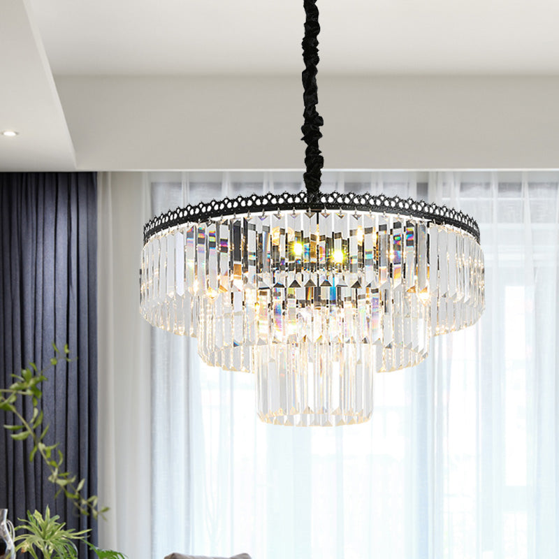 2/3 Tiers Chandelier Light Fixture Modern Swirl Crystal/Tri-Sided Crystal Rod 4/9 Lights Clear Hanging Ceiling Light Clearhalo 'Ceiling Lights' 'Chandeliers' 'Clear' 'Industrial' 'Modern Chandeliers' 'Modern' 'Tiffany' 'Traditional Chandeliers' Lighting' 279542