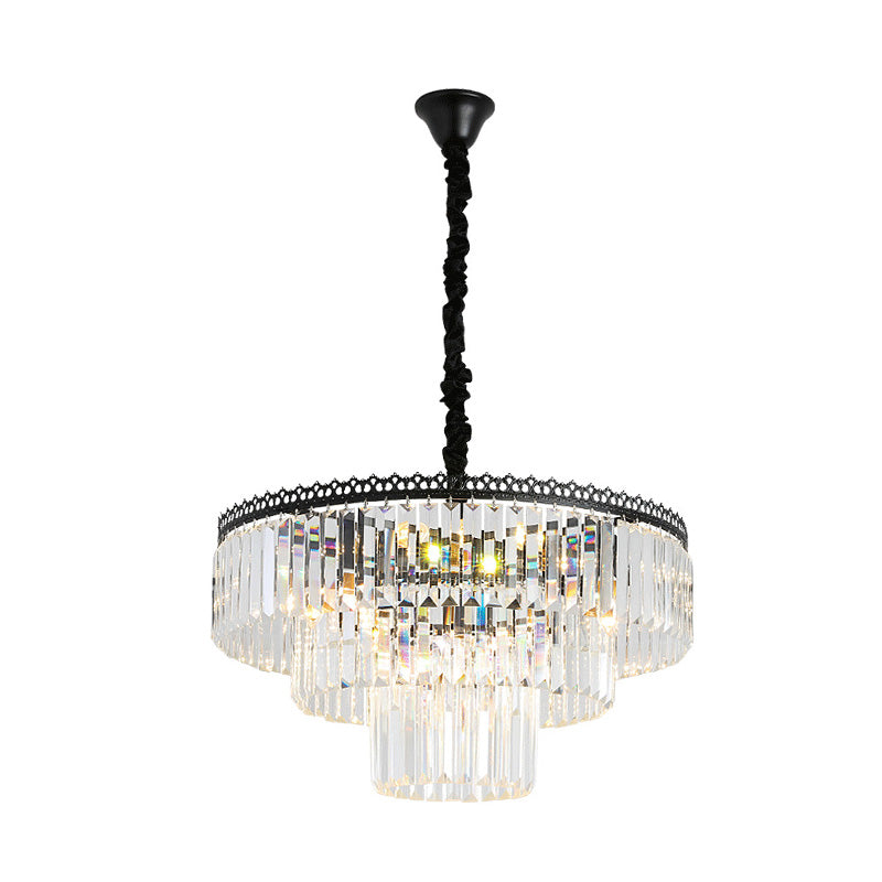 2/3 Tiers Chandelier Light Fixture Modern Swirl Crystal/Tri-Sided Crystal Rod 4/9 Lights Clear Hanging Ceiling Light Clearhalo 'Ceiling Lights' 'Chandeliers' 'Clear' 'Industrial' 'Modern Chandeliers' 'Modern' 'Tiffany' 'Traditional Chandeliers' Lighting' 279544