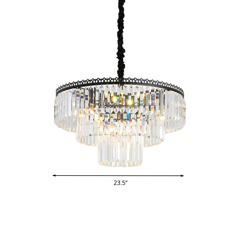 2/3 Tiers Chandelier Light Fixture Modern Swirl Crystal/Tri-Sided Crystal Rod 4/9 Lights Clear Hanging Ceiling Light Clearhalo 'Ceiling Lights' 'Chandeliers' 'Clear' 'Industrial' 'Modern Chandeliers' 'Modern' 'Tiffany' 'Traditional Chandeliers' Lighting' 279545