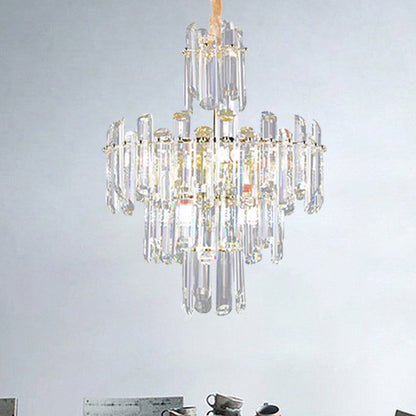 3 Tiers Beveled Crystal Chandelier Light Fixture Contemporary 8/12 Lights Clear Pendant Ceiling Light 8 Clear Clearhalo 'Ceiling Lights' 'Chandeliers' Lighting' options 279592_db0bad54-5f55-45b8-8697-94ce5cfbc8b7