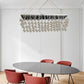 Rectangle Dining Room Chandelier Lamp Crystal Ball 6/9 Heads Simple Style Hanging Lamp in Nickel Clearhalo 'Ceiling Lights' 'Chandeliers' 'Modern Chandeliers' 'Modern' Lighting' 279644