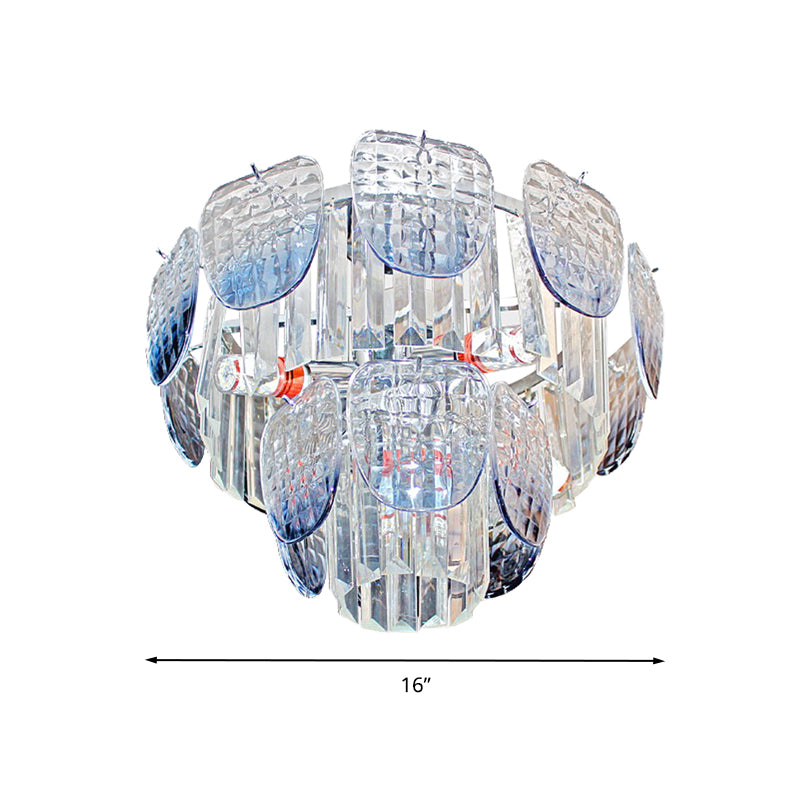 Clear Faceted Crystal Tiered Hanging Light Kit Modern 5/10 Lights Light Blue Pendant Chandelier Clearhalo 'Ceiling Lights' 'Chandeliers' 'Clear' 'Industrial' 'Modern Chandeliers' 'Modern' 'Tiffany' 'Traditional Chandeliers' Lighting' 279652