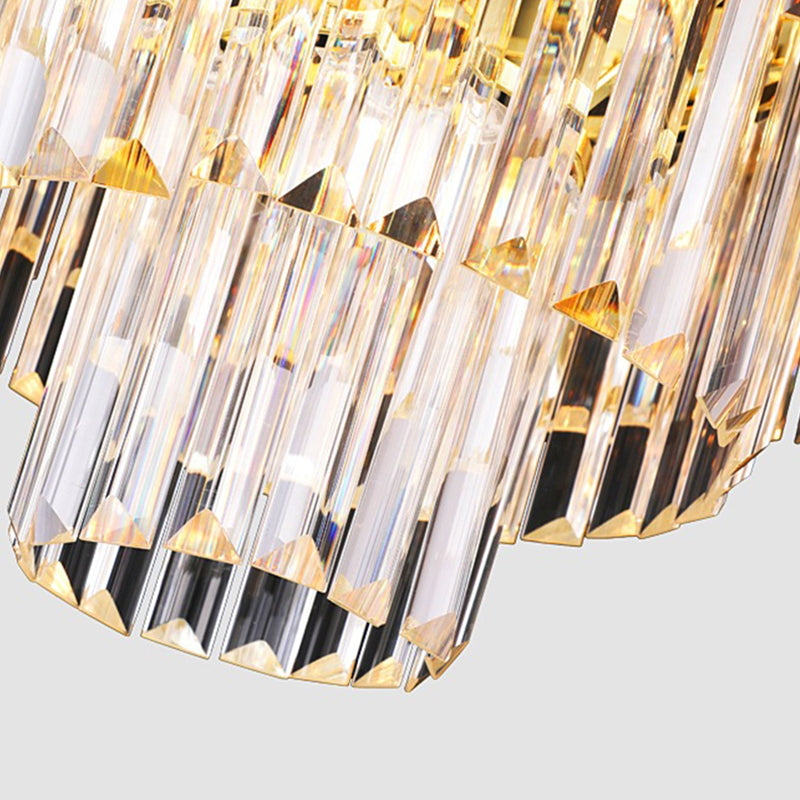 Clear Faceted Crystal Tiered Hanging Light Kit Modern 5/10 Lights Light Blue Pendant Chandelier Clearhalo 'Ceiling Lights' 'Chandeliers' 'Clear' 'Industrial' 'Modern Chandeliers' 'Modern' 'Tiffany' 'Traditional Chandeliers' Lighting' 279659