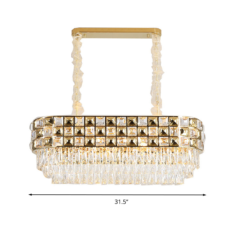 Oval Chandelier Light Fixture Modern Faceted Crystal 10 Heads Gold Suspension Lighting Clearhalo 'Ceiling Lights' 'Chandeliers' 'Modern Chandeliers' 'Modern' Lighting' 279721