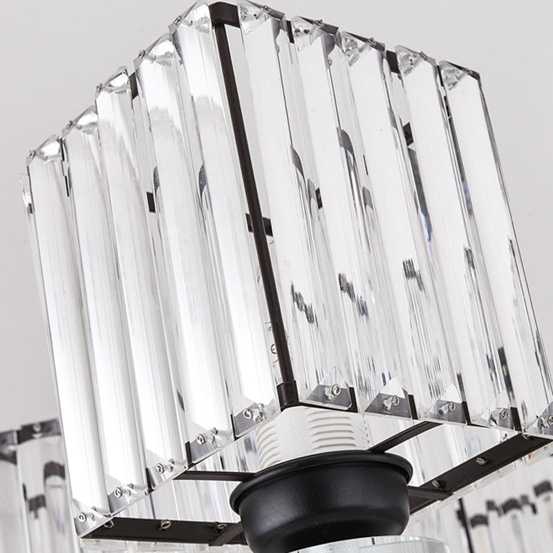 Rectangle-Cut Crystal Sputnik Chandelier Modernism 3/6/8 Lights Black Ceiling Light Fixture Clearhalo 'Ceiling Lights' 'Chandeliers' Lighting' options 279757