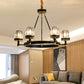 Modernist Cylinder Ceiling Chandelier Clear Crystal 5/6/8 Bulbs Living Room Pendant Lamp in Black 6 Black Clearhalo 'Ceiling Lights' 'Chandeliers' Lighting' options 279901_434e39f0-3a91-4780-8129-f476a6a4b884