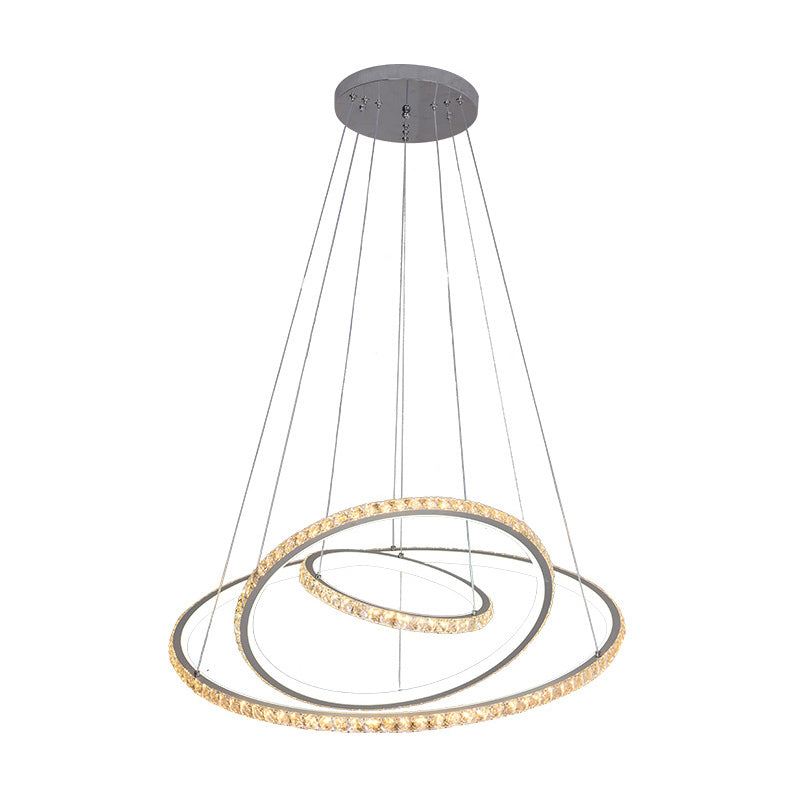 3-Tier Chandelier Light Fixture Modern Crystal LED Gold Ceiling Pendant Light in 3 Color/Inner Warm Outer White/Inner White Outer Warm Light Clearhalo 'Ceiling Lights' 'Chandeliers' 'Modern Chandeliers' 'Modern' Lighting' 279996