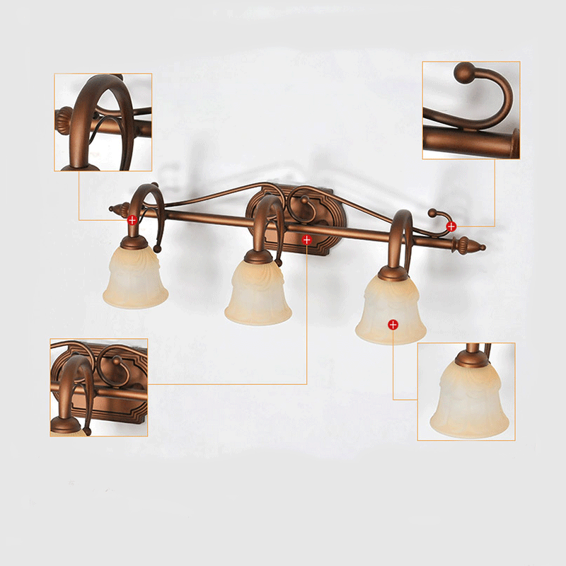 2/3/4 Lights Bell Vanity Lamp Vintage Style White Glass Sconce Light Fixture for Bathroom Clearhalo 'Vanity Lights' 'Wall Lights' Lighting' 28