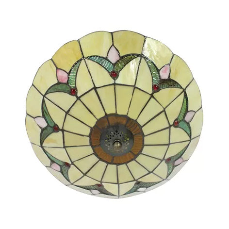 Yellow Ceiling Light, Flushmount Lighting with Art Glass Bowl Shade for Bedroom Tiffany Style Clearhalo 'Ceiling Lights' 'Close To Ceiling Lights' 'Close to ceiling' 'Flush mount' Lighting' 2800
