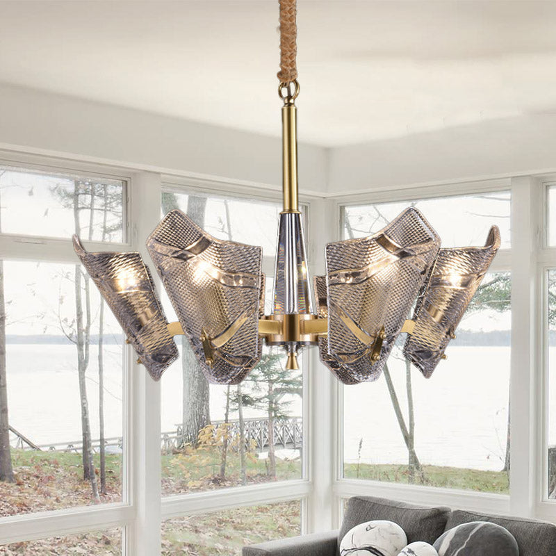 Scrolled Chandelier Light Fixture Modern Clear Crystal 6 Heads Suspension Pendant for Kitchen Clearhalo 'Ceiling Lights' 'Chandeliers' 'Clear' 'Industrial' 'Modern Chandeliers' 'Modern' 'Tiffany' 'Traditional Chandeliers' Lighting' 280014