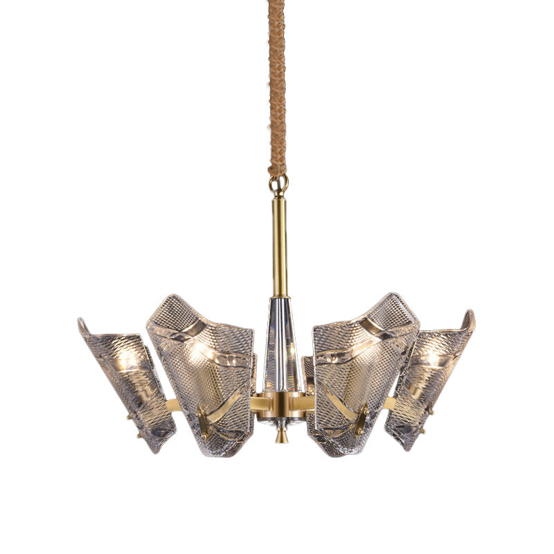 Scrolled Chandelier Light Fixture Modern Clear Crystal 6 Heads Suspension Pendant for Kitchen Clearhalo 'Ceiling Lights' 'Chandeliers' 'Clear' 'Industrial' 'Modern Chandeliers' 'Modern' 'Tiffany' 'Traditional Chandeliers' Lighting' 280017