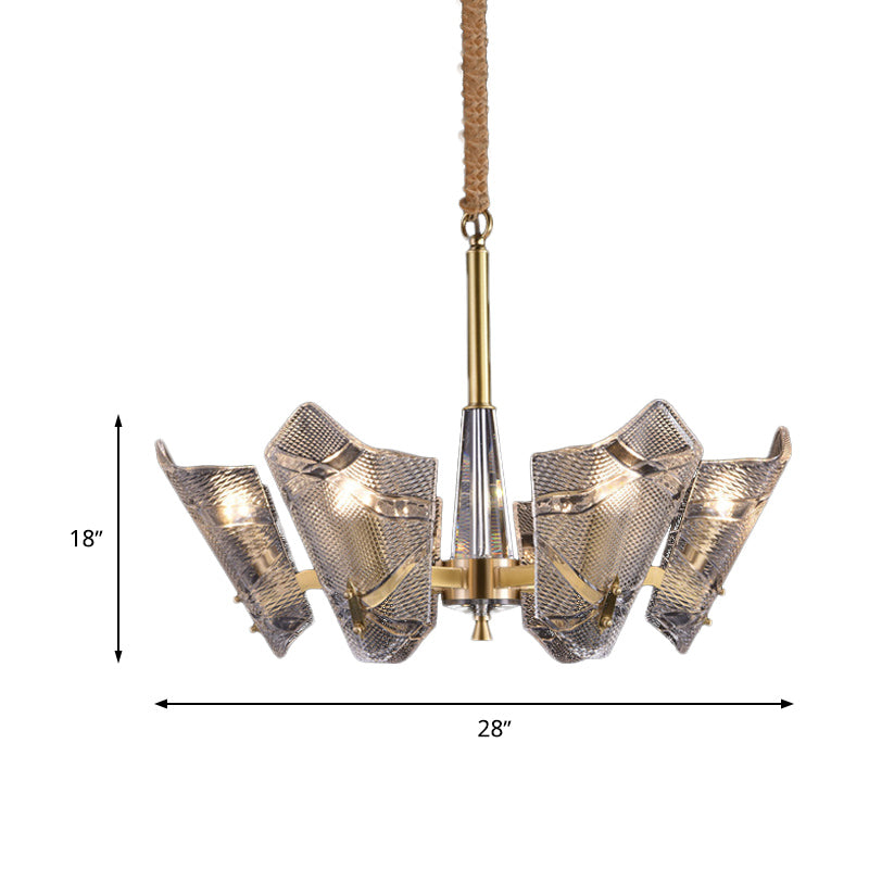 Scrolled Chandelier Light Fixture Modern Clear Crystal 6 Heads Suspension Pendant for Kitchen Clearhalo 'Ceiling Lights' 'Chandeliers' 'Clear' 'Industrial' 'Modern Chandeliers' 'Modern' 'Tiffany' 'Traditional Chandeliers' Lighting' 280018