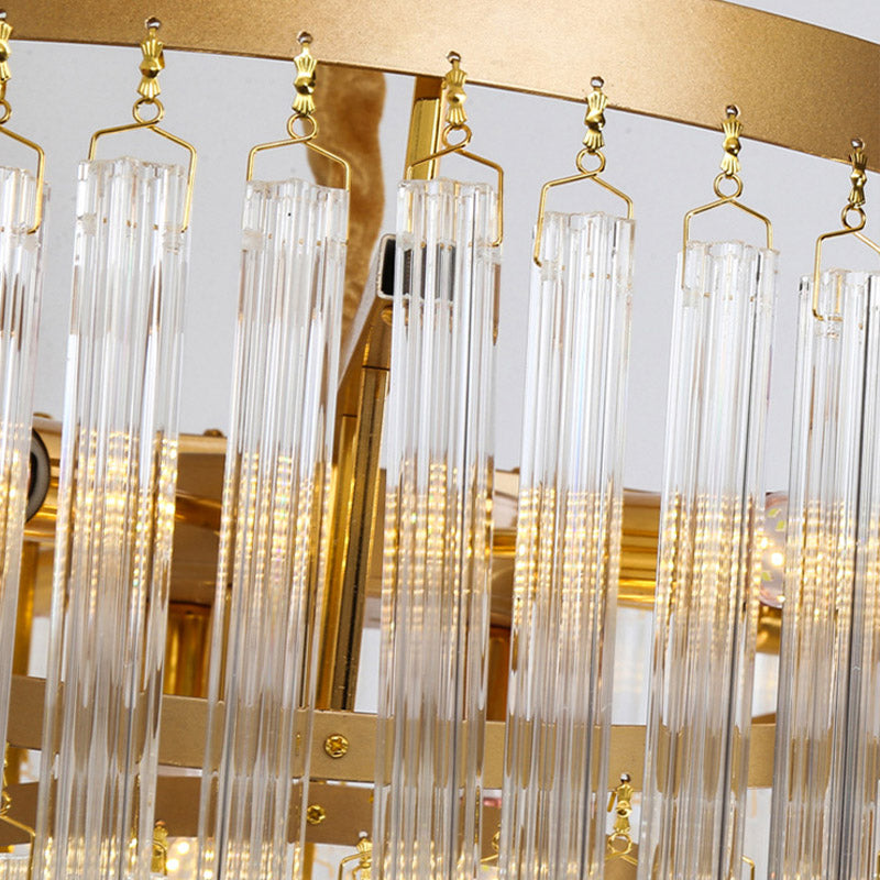 Gold Tiered LED Chandelier Light Modernism 10 Heads Beveled Glass Crystal Pendant Lighting for Living Room Clearhalo 'Ceiling Lights' 'Chandeliers' 'Modern Chandeliers' 'Modern' Lighting' 280039