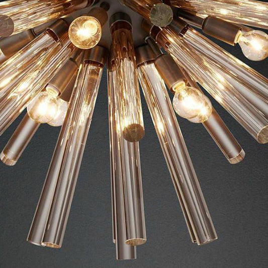 9-Bulb Living Room Chandelier Lighting Modern Brass Pendant Light Fixture with Starburst Beveled Crystal Shade Clearhalo 'Ceiling Lights' 'Chandeliers' 'Modern Chandeliers' 'Modern' Lighting' 280046