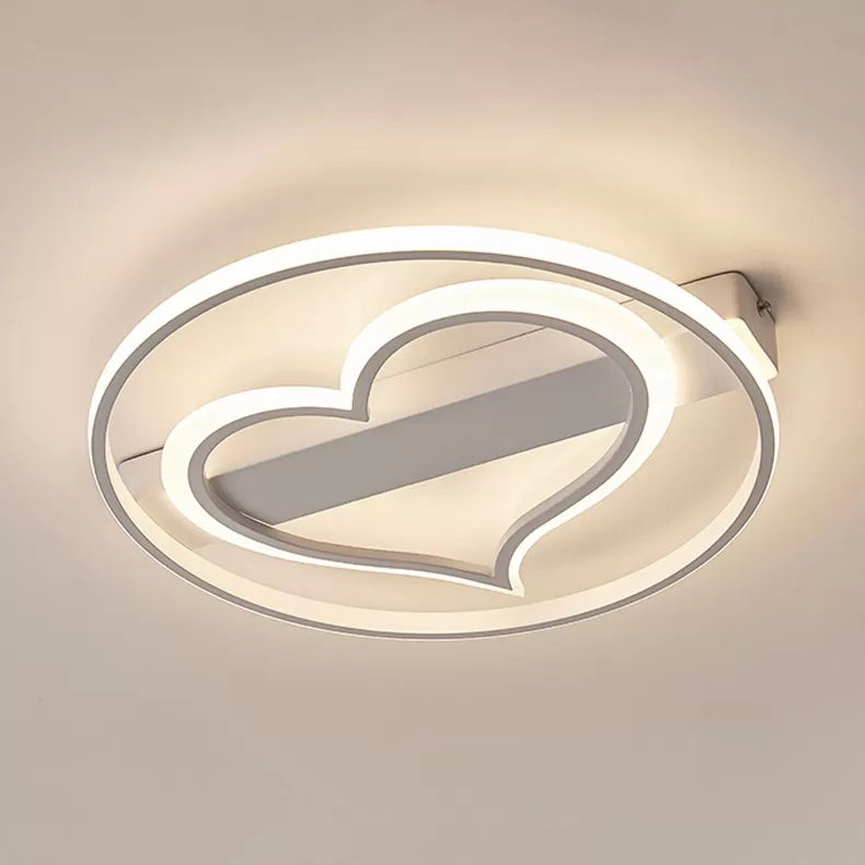 Modern Stylish Ceiling Fixture Loving Heart Acrylic Flush Ceiling Light for Study Room White Warm Clearhalo 'Ceiling Lights' 'Close To Ceiling Lights' 'Close to ceiling' 'Flush mount' Lighting' 28005