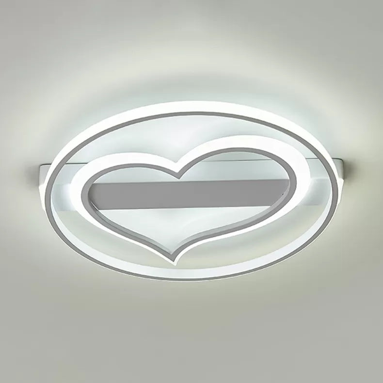Modern Stylish Ceiling Fixture Loving Heart Acrylic Flush Ceiling Light for Study Room White 16" White Clearhalo 'Ceiling Lights' 'Close To Ceiling Lights' 'Close to ceiling' 'Flush mount' Lighting' 28006
