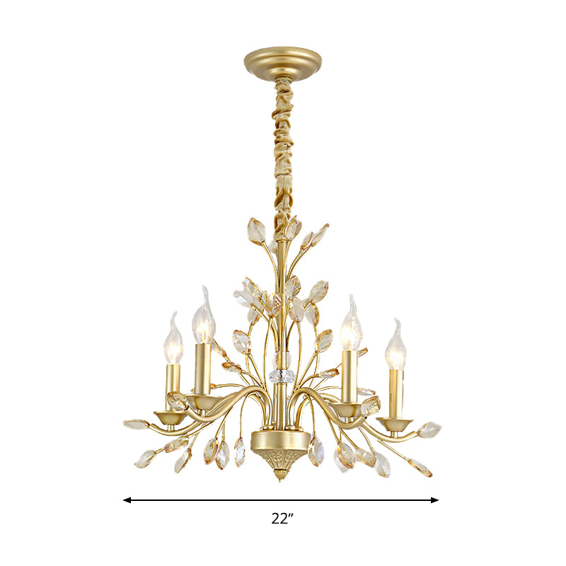 Candle K9 Crystal Pendant Chandelier Modernism 5/6/8 Bulbs Brass Hanging Light, 22"/27.5"/31.5" W Clearhalo 'Ceiling Lights' 'Chandeliers' 'Modern Chandeliers' 'Modern' Lighting' 280063