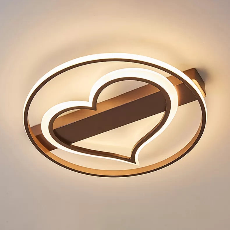 Modern Stylish Ceiling Fixture Loving Heart Acrylic Flush Ceiling Light for Study Room Brown Warm Clearhalo 'Ceiling Lights' 'Close To Ceiling Lights' 'Close to ceiling' 'Flush mount' Lighting' 28008