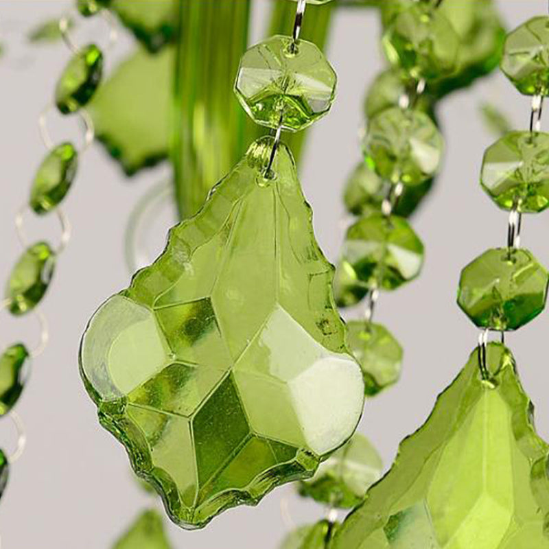 Crystal Candle Chandelier Lighting Modern 6/18 Lights Green Hanging Pendant for Bedroom, 23"/37.5" W Clearhalo 'Ceiling Lights' 'Chandeliers' 'Modern Chandeliers' 'Modern' Lighting' 280129