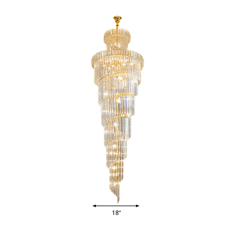 12 Heads Ceiling Suspension Lamp Simple Style Spiral Clear Crystal Rod Pendant Chandelier Clearhalo 'Ceiling Lights' 'Chandeliers' Lighting' options 280394