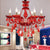 Crystal Candle/Bell Chandelier Lighting Modern 6/18 Lights Red Hanging Pendant with Shade/Shadeless, 23.5"/37.5" Wide Red 23.5" Shadeless Clearhalo 'Ceiling Lights' 'Chandeliers' 'Modern Chandeliers' 'Modern' Lighting' 280493