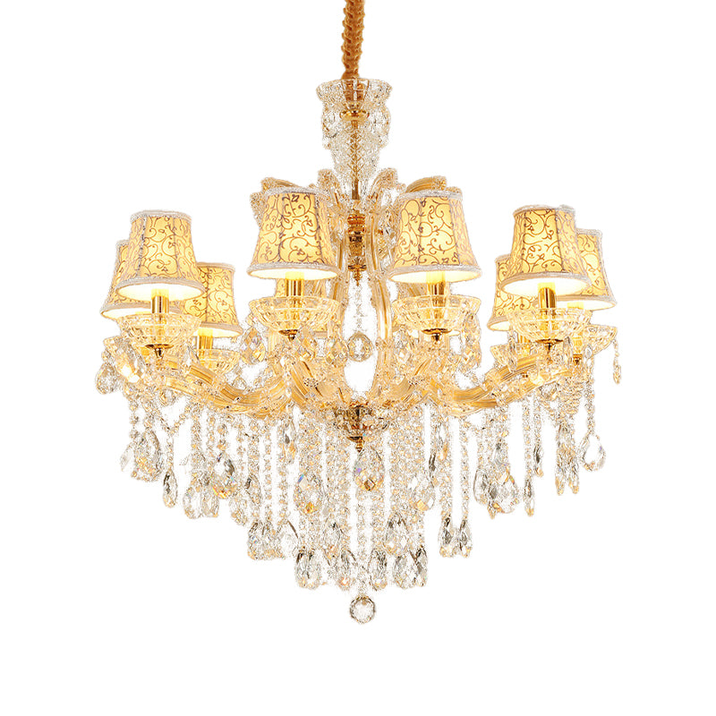 Teardrop Chandelier Light Fixture Modern Hand-Cut Crystal 10 Heads Gold Suspension Pendant for Living Room Clearhalo 'Ceiling Lights' 'Chandeliers' 'Modern Chandeliers' 'Modern' Lighting' 280529