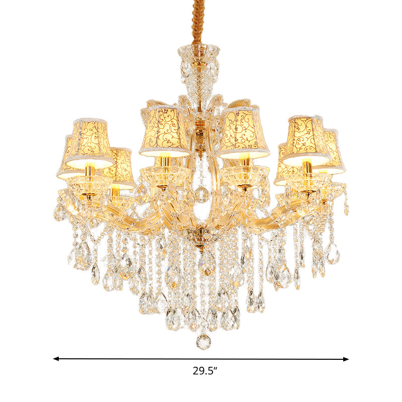 Teardrop Chandelier Light Fixture Modern Hand-Cut Crystal 10 Heads Gold Suspension Pendant for Living Room Clearhalo 'Ceiling Lights' 'Chandeliers' 'Modern Chandeliers' 'Modern' Lighting' 280530
