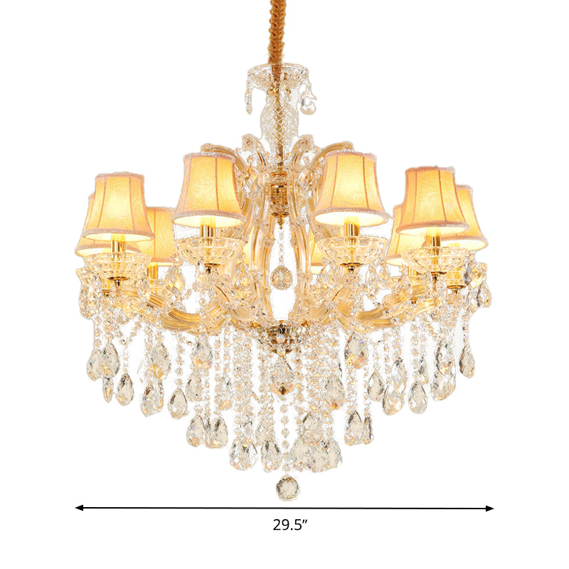 Teardrop Chandelier Light Fixture Modern Hand-Cut Crystal 10 Heads Gold Suspension Pendant for Living Room Clearhalo 'Ceiling Lights' 'Chandeliers' 'Modern Chandeliers' 'Modern' Lighting' 280534