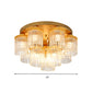 Cylinder Crystal Rod Ceiling Light Fixture Postmodern 5/10/12 Heads Brass Semi Flush Mount Lamp Clearhalo 'Ceiling Lights' 'Close To Ceiling Lights' 'Close to ceiling' 'Semi-flushmount' Lighting' 280614