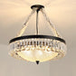 18"/23.5" Wide Dome Hanging Pendant Simple Tri-Sided Crystal Rod 6/9 Lights Black Ceiling Chandelier Clearhalo 'Ceiling Lights' 'Chandeliers' 'Modern Chandeliers' 'Modern' Lighting' 280624