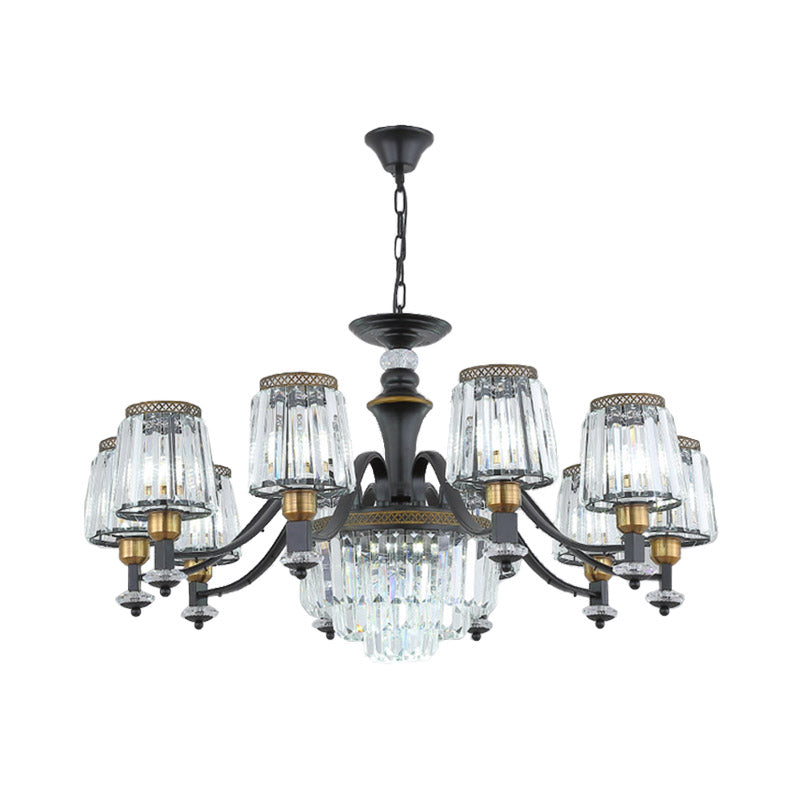Black Sputnik Chandelier Lighting Modern 8/10/12 Lights Crystal Rod Hanging Light Fixture, 33.5"/37.5"/39" Wide Clearhalo 'Ceiling Lights' 'Chandeliers' 'Modern Chandeliers' 'Modern' Lighting' 280688