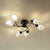 Tiffany Loft Bell Ceiling Light with Clear Crystal 6 Lights Living Room Semi Flush Light Fixture in Beige/Blue Beige Clearhalo 'Ceiling Lights' 'Close To Ceiling Lights' 'Close to ceiling' 'Glass shade' 'Glass' 'Semi-flushmount' 'Tiffany close to ceiling' 'Tiffany' Lighting' 28070