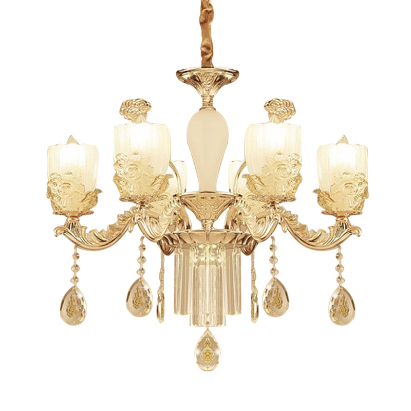27.5"/31.5" Wide Sputnik Clear Glass Chandelier Light Simple 6/8 Heads Gold Pendant Light Fixture Clearhalo 'Ceiling Lights' 'Chandeliers' 'Modern Chandeliers' 'Modern' Lighting' 280819