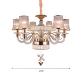 Empire Shape Ridge Glass Hanging Light Fixture Minimalist 6 Heads Gold Chandelier Lamp Clearhalo 'Ceiling Lights' 'Chandeliers' 'Modern Chandeliers' 'Modern' Lighting' 280840