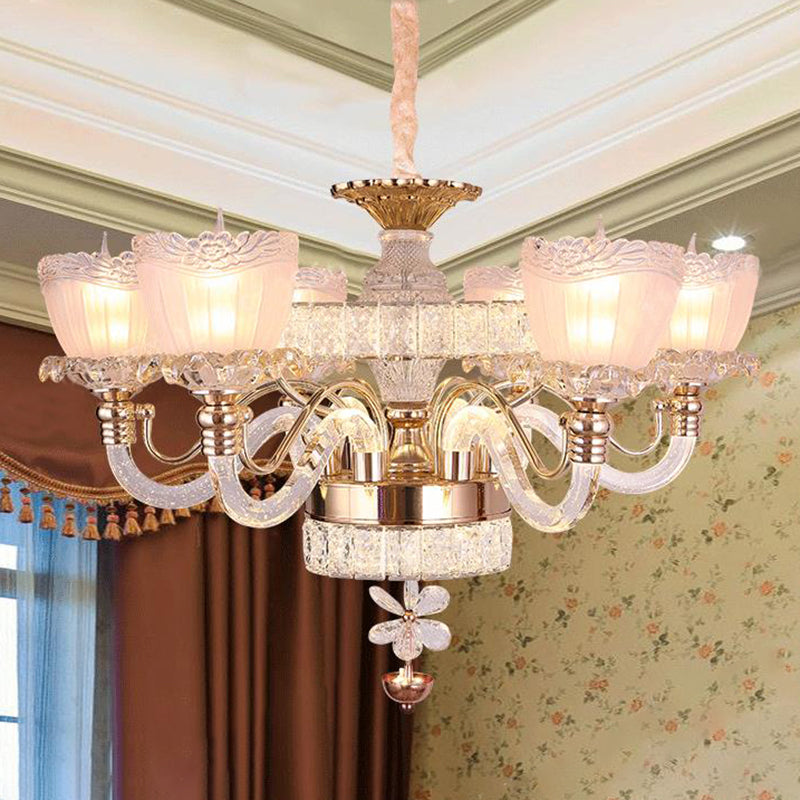 Rose Gold Bowl Chandelier Lighting Contemporary 6 Heads Clear Crystal Ceiling Light Clearhalo 'Ceiling Lights' 'Chandeliers' 'Modern Chandeliers' 'Modern' Lighting' 280842