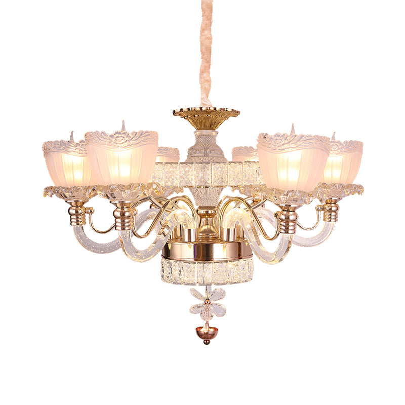 Rose Gold Bowl Chandelier Lighting Contemporary 6 Heads Clear Crystal Ceiling Light Clearhalo 'Ceiling Lights' 'Chandeliers' 'Modern Chandeliers' 'Modern' Lighting' 280845