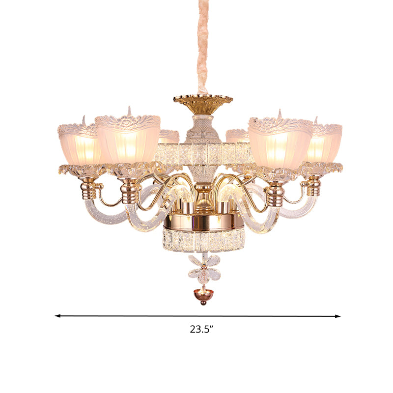 Rose Gold Bowl Chandelier Lighting Contemporary 6 Heads Clear Crystal Ceiling Light Clearhalo 'Ceiling Lights' 'Chandeliers' 'Modern Chandeliers' 'Modern' Lighting' 280846