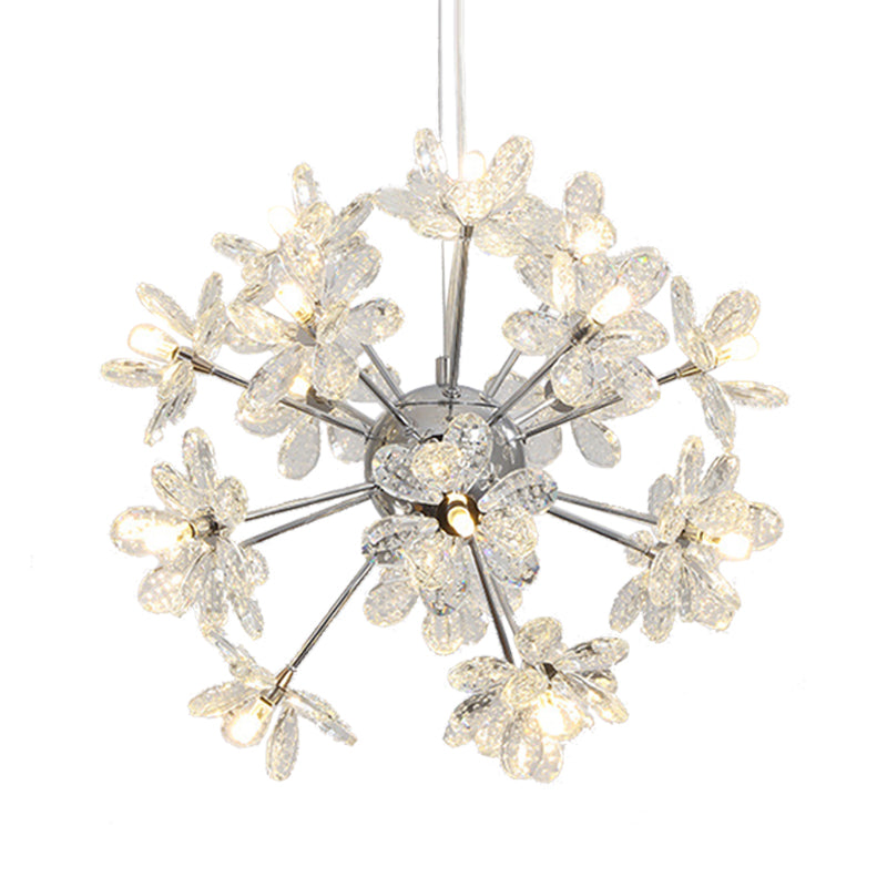 Starburst Ceiling Light Fixture Contemporary Crystal 18/24/32 Heads Chrome/Gold Chandelier Pendant Light, 18"/19.5"/23" Wide Clearhalo 'Ceiling Lights' 'Chandeliers' 'Modern Chandeliers' 'Modern' Lighting' 280972