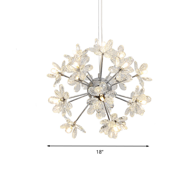 Starburst Ceiling Light Fixture Contemporary Crystal 18/24/32 Heads Chrome/Gold Chandelier Pendant Light, 18"/19.5"/23" Wide Clearhalo 'Ceiling Lights' 'Chandeliers' 'Modern Chandeliers' 'Modern' Lighting' 280973