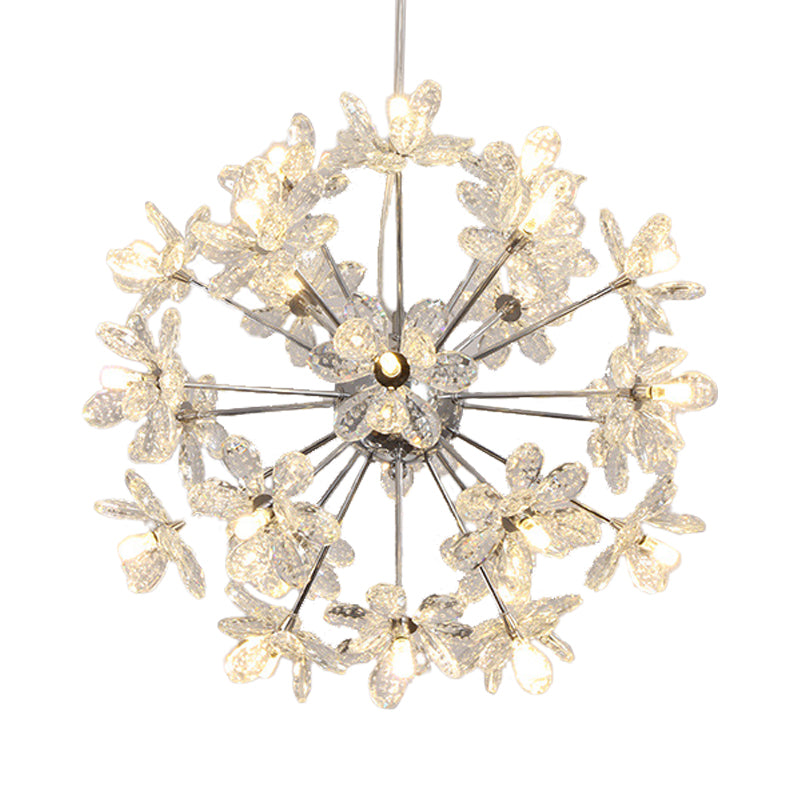Starburst Ceiling Light Fixture Contemporary Crystal 18/24/32 Heads Chrome/Gold Chandelier Pendant Light, 18"/19.5"/23" Wide Clearhalo 'Ceiling Lights' 'Chandeliers' 'Modern Chandeliers' 'Modern' Lighting' 280976