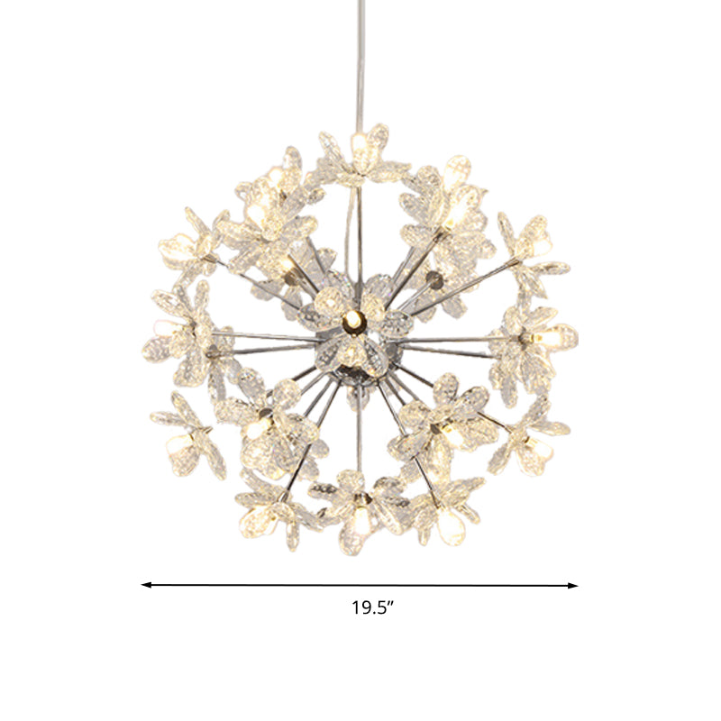 Starburst Ceiling Light Fixture Contemporary Crystal 18/24/32 Heads Chrome/Gold Chandelier Pendant Light, 18"/19.5"/23" Wide Clearhalo 'Ceiling Lights' 'Chandeliers' 'Modern Chandeliers' 'Modern' Lighting' 280977