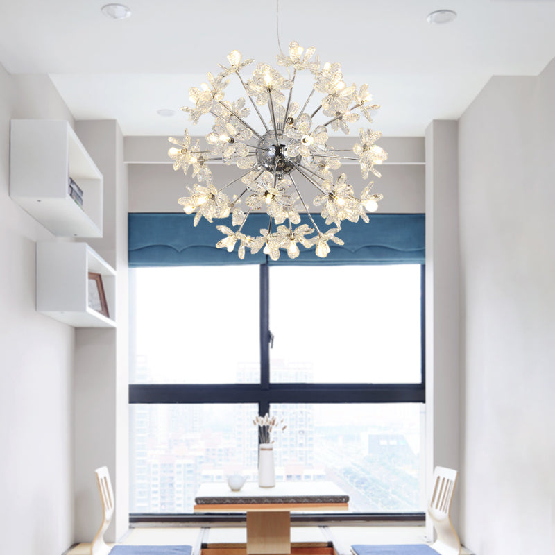 Starburst Ceiling Light Fixture Contemporary Crystal 18/24/32 Heads Chrome/Gold Chandelier Pendant Light, 18"/19.5"/23" Wide Clearhalo 'Ceiling Lights' 'Chandeliers' 'Modern Chandeliers' 'Modern' Lighting' 280979