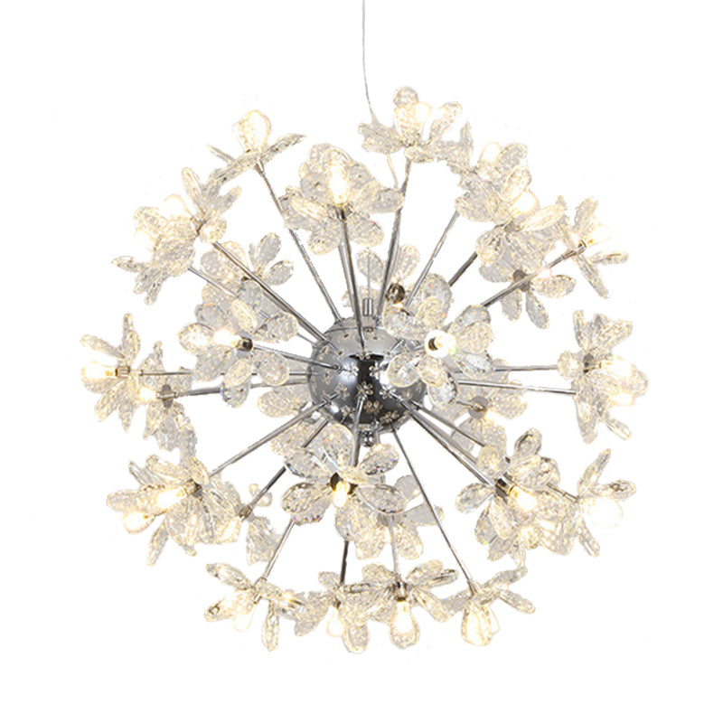 Starburst Ceiling Light Fixture Contemporary Crystal 18/24/32 Heads Chrome/Gold Chandelier Pendant Light, 18"/19.5"/23" Wide Clearhalo 'Ceiling Lights' 'Chandeliers' 'Modern Chandeliers' 'Modern' Lighting' 280980