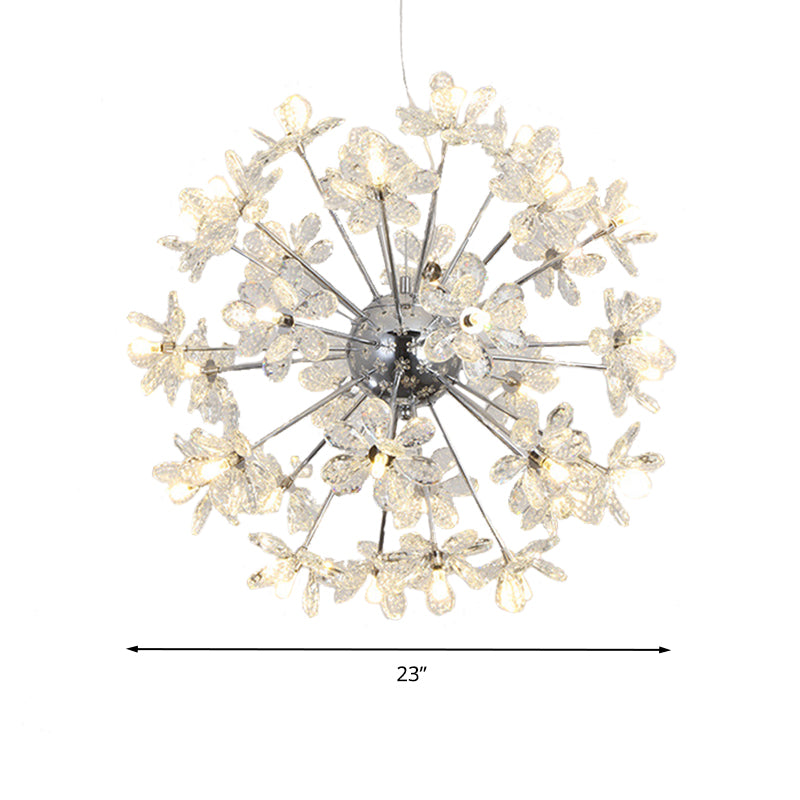 Starburst Ceiling Light Fixture Contemporary Crystal 18/24/32 Heads Chrome/Gold Chandelier Pendant Light, 18"/19.5"/23" Wide Clearhalo 'Ceiling Lights' 'Chandeliers' 'Modern Chandeliers' 'Modern' Lighting' 280981