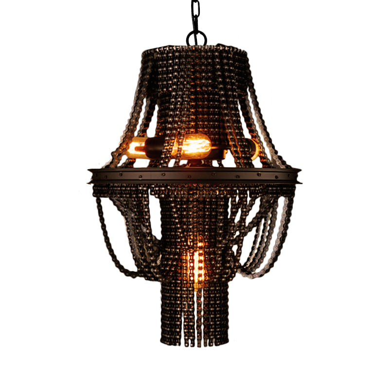Iron Black Chandelier Pendant Bike Chain 4-Light Industrial Ceiling Light Fixture Clearhalo 'Ceiling Lights' 'Chandeliers' Lighting' options 281013