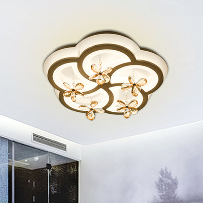 White Flower/Cloud/Moon Flushmount Contemporary LED Acrylic Close to Ceiling Lamp for Bedroom White Flower Clearhalo 'Ceiling Lights' 'Close To Ceiling Lights' 'Close to ceiling' 'Flush mount' Lighting' 281184