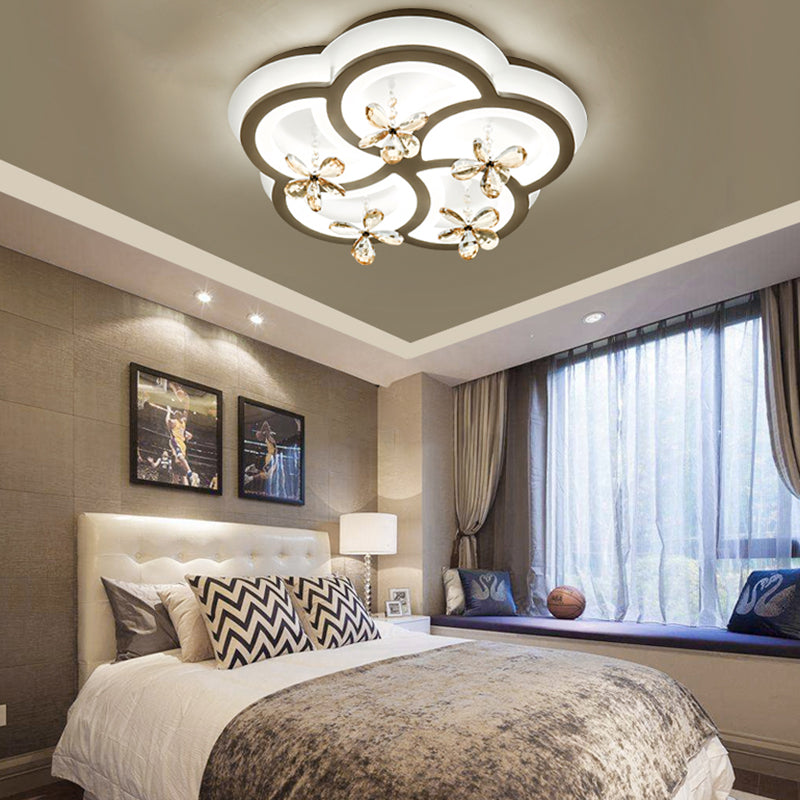 White Flower/Cloud/Moon Flushmount Contemporary LED Acrylic Close to Ceiling Lamp for Bedroom Clearhalo 'Ceiling Lights' 'Close To Ceiling Lights' 'Close to ceiling' 'Flush mount' Lighting' 281185