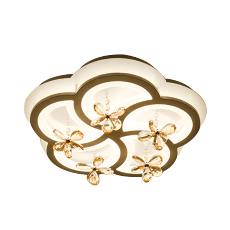 White Flower/Cloud/Moon Flushmount Contemporary LED Acrylic Close to Ceiling Lamp for Bedroom Clearhalo 'Ceiling Lights' 'Close To Ceiling Lights' 'Close to ceiling' 'Flush mount' Lighting' 281186