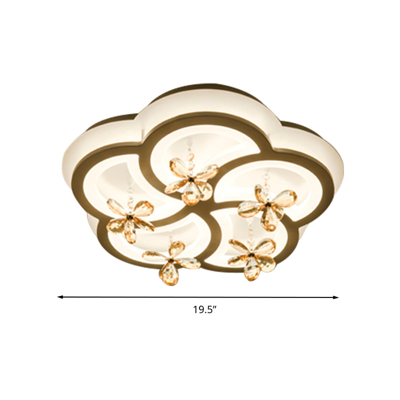 White Flower/Cloud/Moon Flushmount Contemporary LED Acrylic Close to Ceiling Lamp for Bedroom Clearhalo 'Ceiling Lights' 'Close To Ceiling Lights' 'Close to ceiling' 'Flush mount' Lighting' 281187